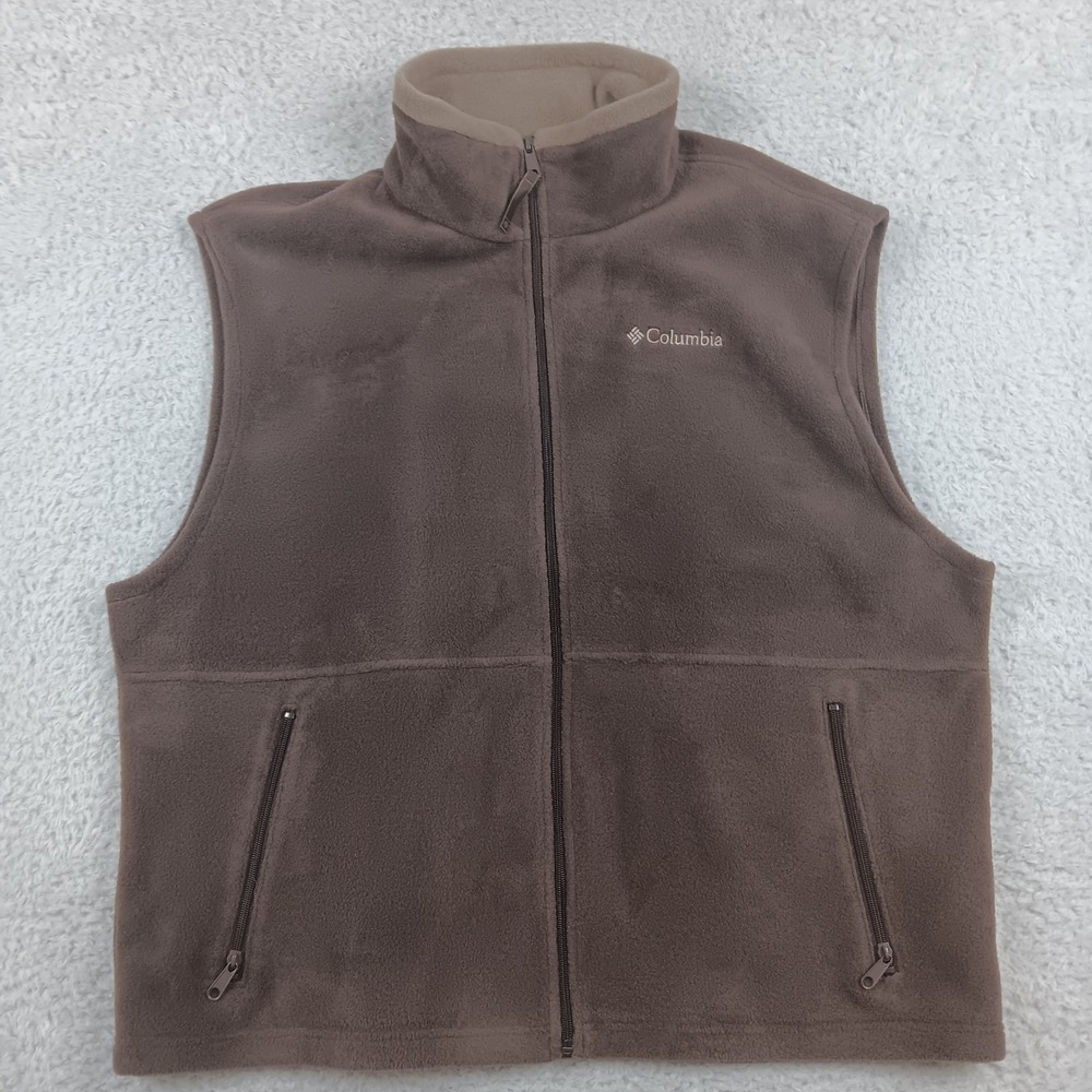 Columbia Vest‎ WM1480 Mens XL Brown Fleece Full Zip Sleeveless Jacket